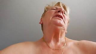 Grandma rides hubby and tries not to moaning 